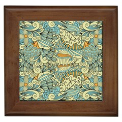 Light Colors Ethnic Decorative Pattern Batik Framed Tile by Wegoenart