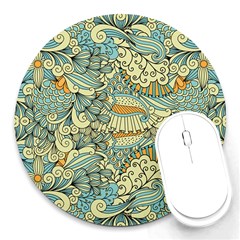 Light Colors Ethnic Decorative Pattern Batik Round Mousepads by Wegoenart