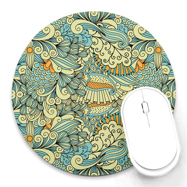 Light Colors Ethnic Decorative Pattern Batik Round Mousepads