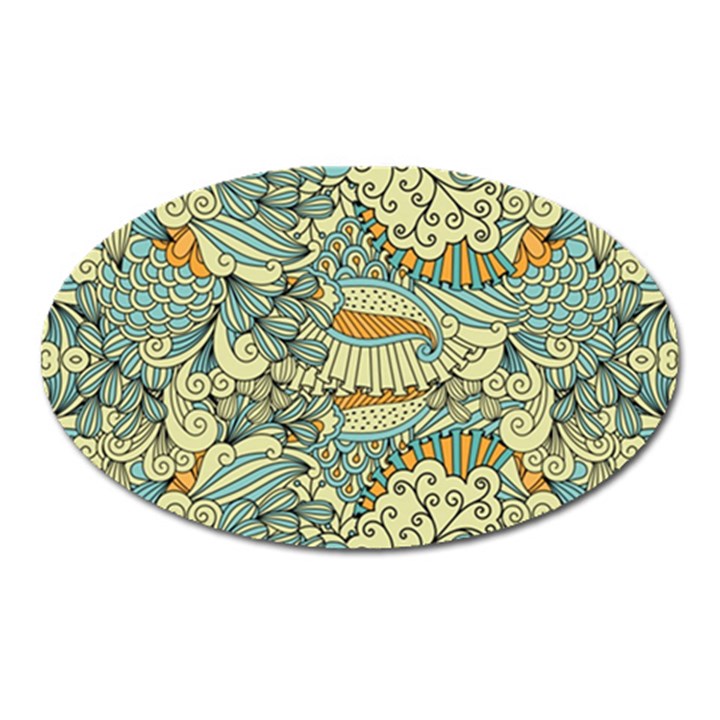 Light Colors Ethnic Decorative Pattern Batik Oval Magnet