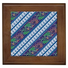 Indonesian Combination Batik With Dominant Blue Color Framed Tile by Wegoenart