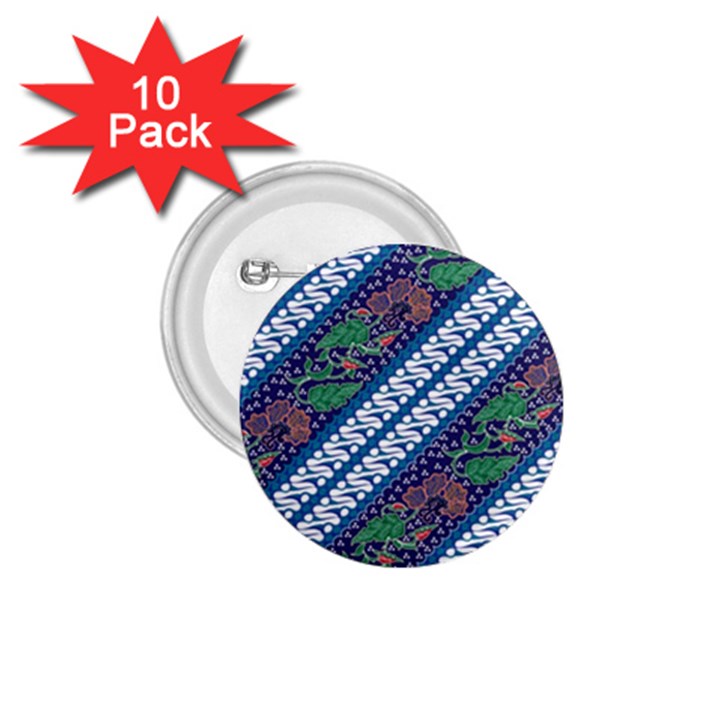 Indonesian Combination Batik With Dominant Blue Color 1.75  Buttons (10 pack)