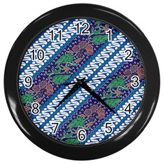 Indonesian Combination Batik With Dominant Blue Color Wall Clock (black)