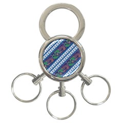 Indonesian Combination Batik With Dominant Blue Color 3-ring Key Chain by Wegoenart