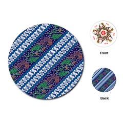 Indonesian Combination Batik With Dominant Blue Color Playing Cards Single Design (round)