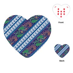 Indonesian Combination Batik With Dominant Blue Color Playing Cards Single Design (heart)