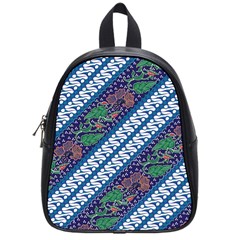 Indonesian Combination Batik With Dominant Blue Color School Bag (small) by Wegoenart