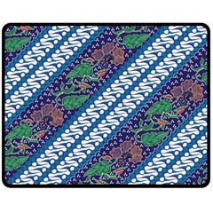 Indonesian Combination Batik With Dominant Blue Color Double Sided Fleece Blanket (medium)  by Wegoenart