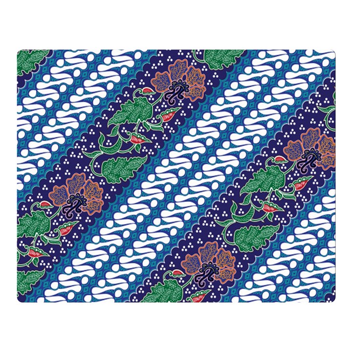 Indonesian Combination Batik With Dominant Blue Color Double Sided Flano Blanket (Large) 