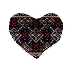 Ukrainian Folk Seamless Pattern Ornament Standard 16  Premium Flano Heart Shape Cushions by Wegoenart