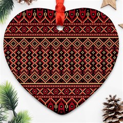 Illustration Ukrainian Folk Seamless Pattern Ornament Ornament (heart) by Wegoenart