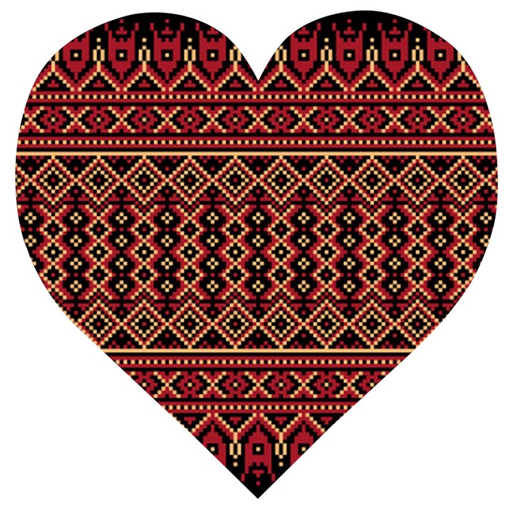 Illustration Ukrainian Folk Seamless Pattern Ornament Wooden Puzzle Heart