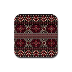 Ukrainian Folk Seamless Pattern Ornament Rubber Coaster (square)  by Wegoenart