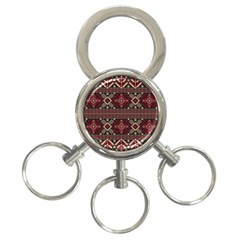 Ukrainian Folk Seamless Pattern Ornament 3-ring Key Chain