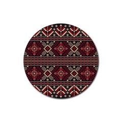 Ukrainian Folk Seamless Pattern Ornament Rubber Round Coaster (4 Pack)  by Wegoenart