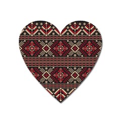 Ukrainian Folk Seamless Pattern Ornament Heart Magnet