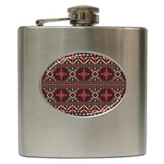 Ukrainian Folk Seamless Pattern Ornament Hip Flask (6 Oz)