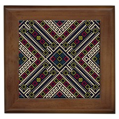 Zentangle Style Geometric Ornament Pattern Framed Tile by Wegoenart