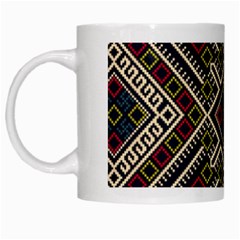 Zentangle Style Geometric Ornament Pattern White Mugs