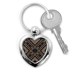 Zentangle Style Geometric Ornament Pattern Key Chain (heart)