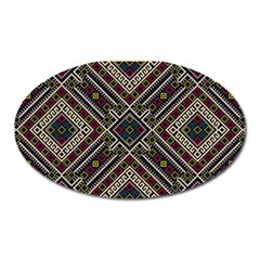 Zentangle Style Geometric Ornament Pattern Oval Magnet