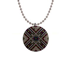 Zentangle Style Geometric Ornament Pattern 1  Button Necklace