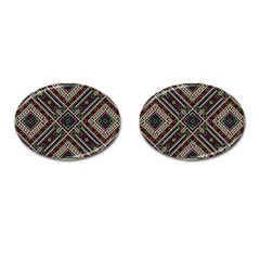 Zentangle Style Geometric Ornament Pattern Cufflinks (oval)