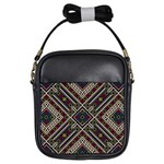 Zentangle Style Geometric Ornament Pattern Girls Sling Bag Front