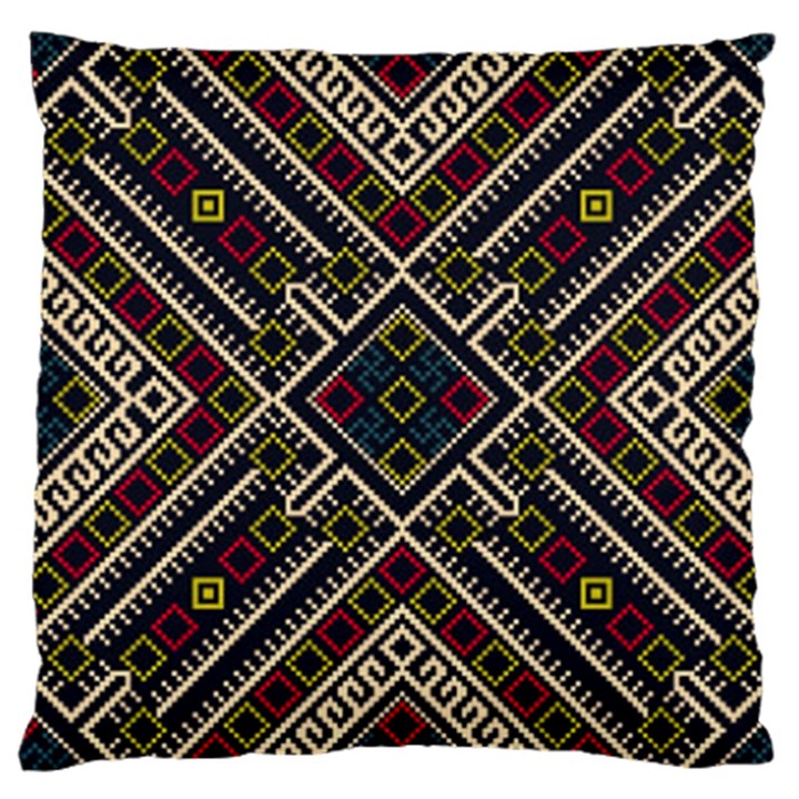 Zentangle Style Geometric Ornament Pattern Large Cushion Case (Two Sides)