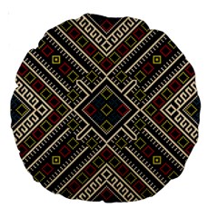 Zentangle Style Geometric Ornament Pattern Large 18  Premium Round Cushions