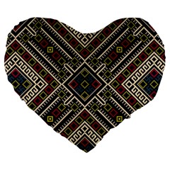 Zentangle Style Geometric Ornament Pattern Large 19  Premium Heart Shape Cushions