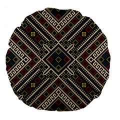 Zentangle Style Geometric Ornament Pattern Large 18  Premium Flano Round Cushions