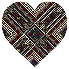 Zentangle Style Geometric Ornament Pattern Wooden Puzzle Heart