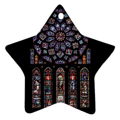 Chartres Cathedral Notre Dame De Paris Amiens Cath Stained Glass Ornament (star)