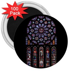 Chartres Cathedral Notre Dame De Paris Amiens Cath Stained Glass 3  Magnets (100 Pack) by Wegoenart