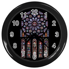 Chartres Cathedral Notre Dame De Paris Amiens Cath Stained Glass Wall Clock (black)