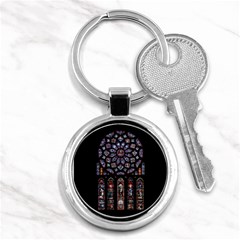 Chartres Cathedral Notre Dame De Paris Amiens Cath Stained Glass Key Chain (round) by Wegoenart