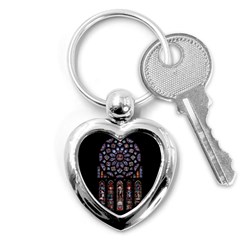 Chartres Cathedral Notre Dame De Paris Amiens Cath Stained Glass Key Chain (heart) by Wegoenart