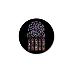 Chartres Cathedral Notre Dame De Paris Amiens Cath Stained Glass Golf Ball Marker by Wegoenart