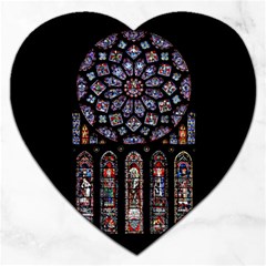 Chartres Cathedral Notre Dame De Paris Amiens Cath Stained Glass Jigsaw Puzzle (heart)