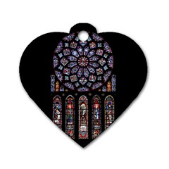 Chartres Cathedral Notre Dame De Paris Amiens Cath Stained Glass Dog Tag Heart (two Sides) by Wegoenart