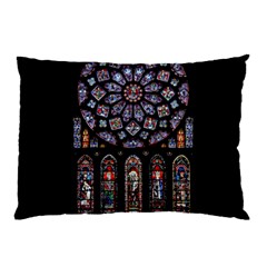 Chartres Cathedral Notre Dame De Paris Amiens Cath Stained Glass Pillow Case by Wegoenart