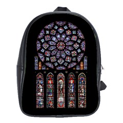 Chartres Cathedral Notre Dame De Paris Amiens Cath Stained Glass School Bag (large) by Wegoenart