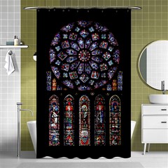 Chartres Cathedral Notre Dame De Paris Amiens Cath Stained Glass Shower Curtain 48  X 72  (small)  by Wegoenart