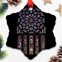 Chartres Cathedral Notre Dame De Paris Amiens Cath Stained Glass Ornament (snowflake)