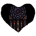 Chartres Cathedral Notre Dame De Paris Amiens Cath Stained Glass Large 19  Premium Heart Shape Cushions Front