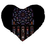 Chartres Cathedral Notre Dame De Paris Amiens Cath Stained Glass Large 19  Premium Heart Shape Cushions Back