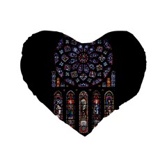 Chartres Cathedral Notre Dame De Paris Amiens Cath Stained Glass Standard 16  Premium Flano Heart Shape Cushions