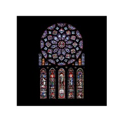 Chartres Cathedral Notre Dame De Paris Amiens Cath Stained Glass Small Satin Scarf (square) by Wegoenart