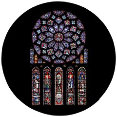 Chartres Cathedral Notre Dame De Paris Amiens Cath Stained Glass Wooden Puzzle Round by Wegoenart